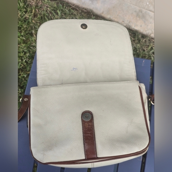 Bally Crossbody Vintage Purse  Woven Leather 3 compartments Cream & Brown - Picture 13 of 16